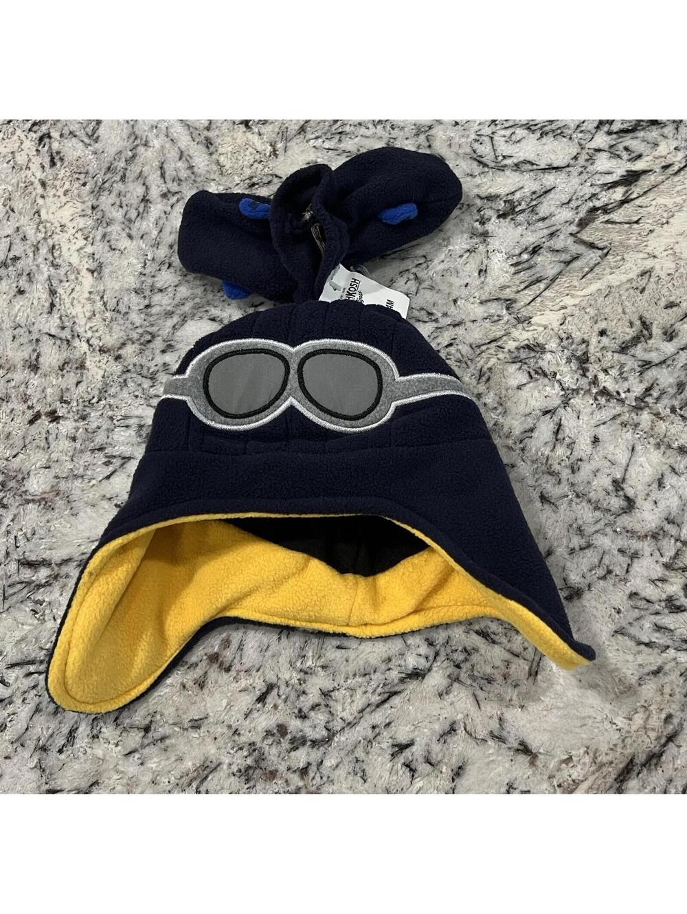 OshKosh B’gosh Aviator Pilot Winter Hat & Mittens 12/24M New